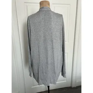 Love Ellie Stitch Fix Open Front Cardigan Sweater Gray Ribbed Details Size L thumbnail 3