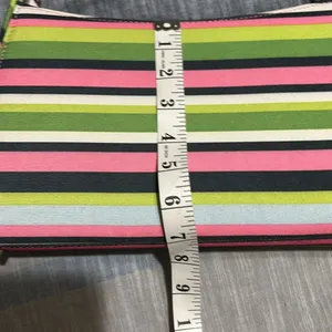 Source Unknown STRIPED MULTICOLORED SHOULDER BAG PINK GREEN BLUE CANVAS LIKE BAG THIN HANDLES thumbnail 14