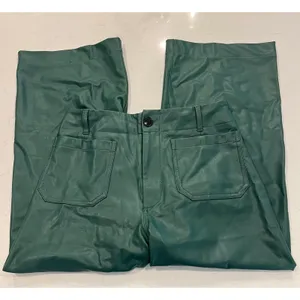 Maeve The Collette Faux Leather Green Wide Leg Cropped Pants Size 30 thumbnail 4