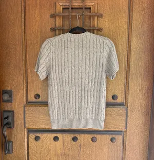 Polo by Ralph Lauren Light Gray Cable Knit Short-Sleeve Sweater Size M thumbnail 5