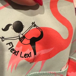 FLEXI LEXI Pink Flamingos Print Yoga Pilates Gym Workout Activewear Leggings M thumbnail 5
