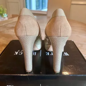 White House Black Market Cream Peep-Toe Heels 8 thumbnail 3