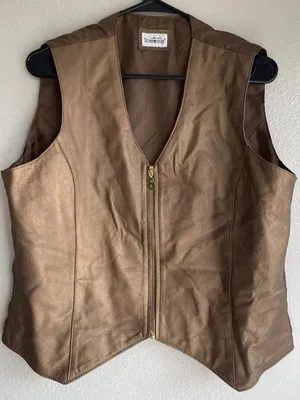 Newport Styleworks 100% Leather Brown Copper Leather Women’s vest Sz XL thumbnail 2