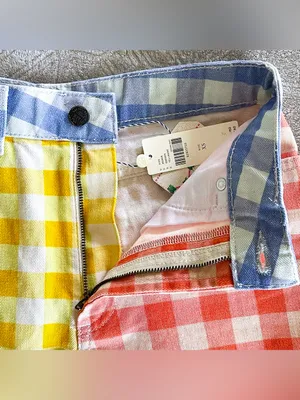 Farm Rio‎ Anthropologie Gingham Shorts Patchwork Picnic XS NWT thumbnail 4