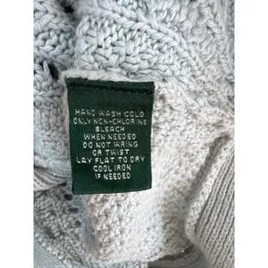 Lauren Ralph Lauren Linen‎ Cotton Cable Knit Shawl Collar Cardigan Blue Grey L thumbnail 4