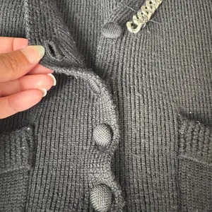 Zara 100% wool chain link neckline knit waist coat vest black XS thumbnail 5