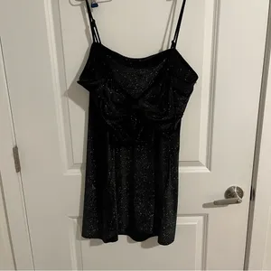 NEW Altar’d State Black Holiday Sparkle Bow Mini Dress Size XXL NWT thumbnail 8