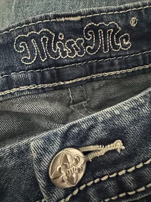 Miss Me Jeans Women's Blue Diamond Studded Pockets Y2K Bling Cowgirl thumbnail 7