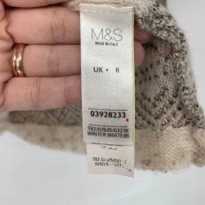 Per Una Winter White Wool Blend Knit Metallic Detail Textured Sweater‎ US Size 4 thumbnail 6