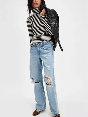 NWOT Free People We The Free Good Good Stripe Turtleneck- black ivory combo - XS thumbnail 6
