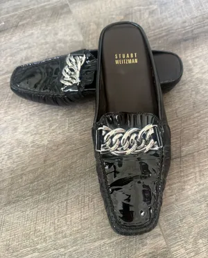 Stuart Weitzman Black Patent Mules Size 6.5 thumbnail 1