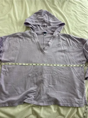 Lavender Hooded V-Neck Sweater thumbnail 6