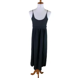 Aritzia Wilfred Bisous Black Silk Spaghetti Strap Empire Waist Maxi Dress Small thumbnail 2