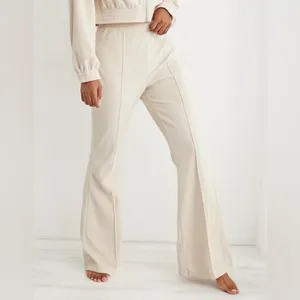 Aerie Groove-On Rib Velour Flare Pants‎ in Soft Oat thumbnail 9