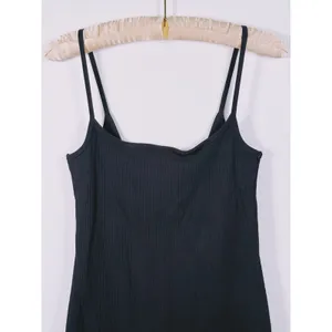 Abercrombie & Fitch Sleeveless Ribbed Side Slit Midi Dress Size S Tall Black LBD thumbnail 5