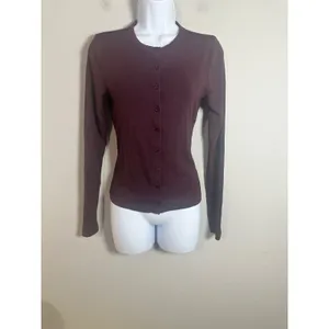Gap Modern Crewneck Cardigan Burgundy Maroon Slim Fit Small NWOT thumbnail 5