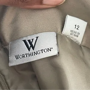 WORTHINGTON | Tan Khaki A-line Midi Skirt Sz 12 thumbnail 5