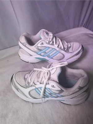 adidas White and Light Blue Women’s Athletic Running Shoes thumbnail 3