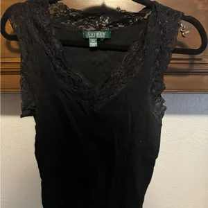 Ralph Lauren Black Lace Trim Top thumbnail 1