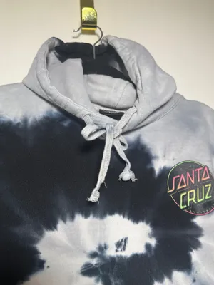 Santa Cruz Skateboards Womens Tie-Dye Hoodie Sweatshirt - Black & Gray Small thumbnail 5
