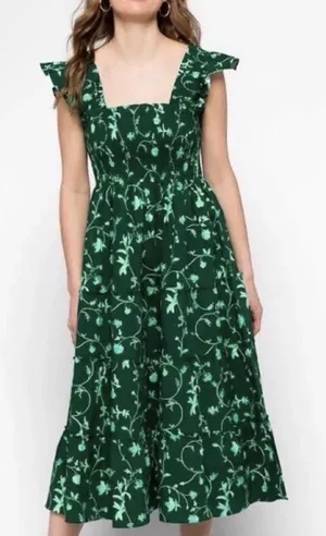 Hill House Home The Akilah Nap Dress Green Botanical Size XS thumbnail 1