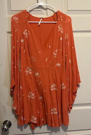 Free People Orange Floral Dress thumbnail 1