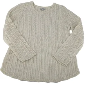 Croft &‎ Barrow Womens Pullover Sweater Long Sleeve Knit Acrylic Cream Medium thumbnail 1