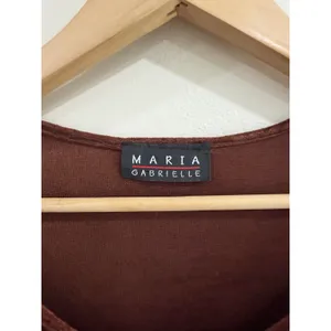 Maria Gabrielle Vintage Y2K Brown Velour Bell Sleeve Asymmetrical Hem Top XS thumbnail 5