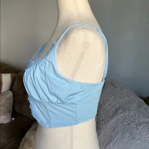 Tic Toc Light Blue Lace-Trim Camisole Bralette Top thumbnail 2