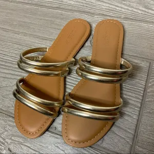 J. Crew seaside slide‎ sandals metallic gold sz 6 thumbnail 2