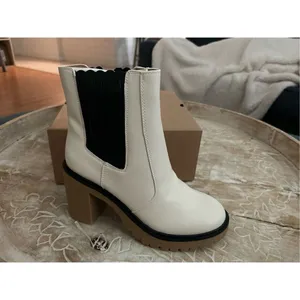 NEW Platform Lug Sole Ankle Boots Chunky Block Heel Seam Booties 6.5 thumbnail 5