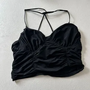 Out From Under Black Ruched Crop Top Size L Y2K Going Out Coquette thumbnail 2