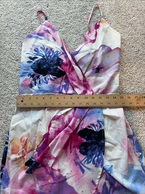NLW Sleeveless Floral Wrap-Style Mini Dress - Pink & Blue thumbnail 7