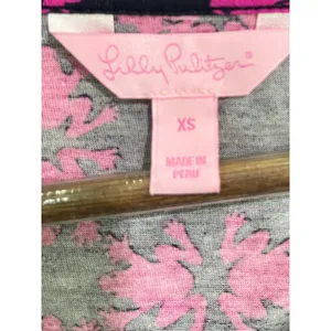 Lilly Pulitzer‎ Gretchen Navy Pink Frog Print V-Neck Dress XS Preppy Whimsical thumbnail 8