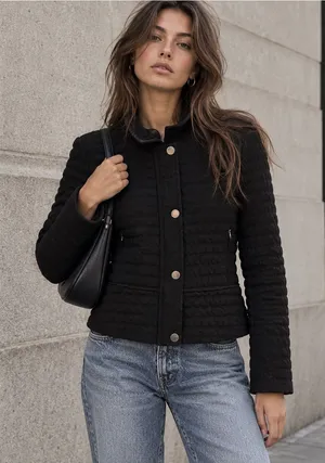 Armani Collezioni Black Quilted Jacket 90s Minimalist Size 12 Large thumbnail 1