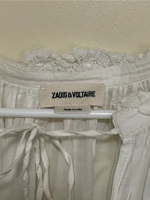 Zadig & Voltaire White Boho Lace-Trim Peasant Blouse thumbnail 6