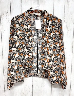 Lush Jacket‎ Women Sz Small Leopard Print Open Front Collared Long Sleeve Blazer thumbnail 1