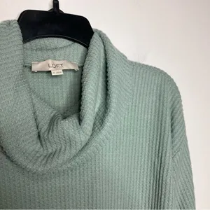 Loft‎ waffle knit cowl knit top green size medium thumbnail 6