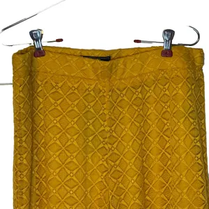 Lucky & Blessed Womens Pants Flare Leg Stretch Boho Hippie Lace Yellow Large NWT thumbnail 2