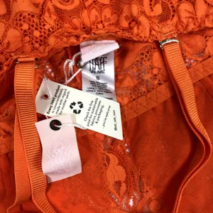 FREE PEOPLE X HAH Lace Bodysuit Sz S Burn Orange Feminine Party Resort Boho NWT thumbnail 11