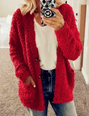 Red Sweater Cardigan, XL thumbnail 1