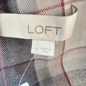 Loft Plaid Button Popover Long Sleeve Swing‎ Shirt Dress Size Medium Belt thumbnail 5