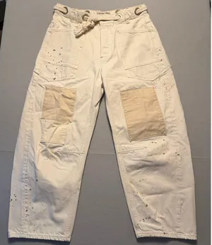 Free People We The Free Moxie Pull-On Barrel Jeans Cream Women Size 27 thumbnail 1