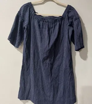 Madewell Blue Off-the-Shoulder Bell-Sleeve Dress Size 4 Cotton‎ Modest thumbnail 1