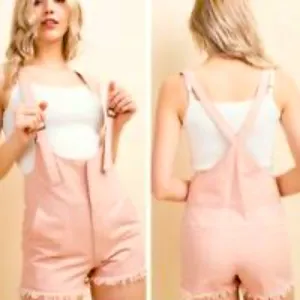 Honey Belle boutique S blush pink overall shorts/romper thumbnail 2