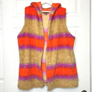 Koolaburra by UGG Sherpa Fleece Striped Hooded‎ Vest XL thumbnail 2
