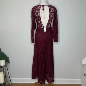 Forever 21- Burgundy Long Lace Dress thumbnail 5