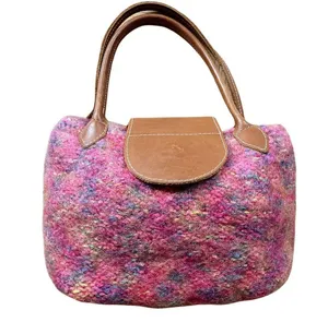 Tote Handbag Marled Woven Wool International Colorful Snap Closure Small Bag EUC thumbnail 8