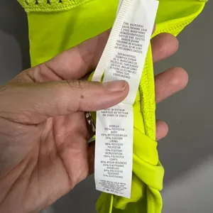 Aerie NWT Neon Green Jacquard Cut Out String One Piece Swimsuit Size Med thumbnail 5