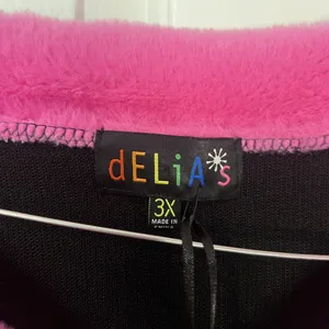 Delia’s By Dolls Kill Caught On Camera Zip Up Sweater Faux Fur Pink Collar Sz 3X thumbnail 7
